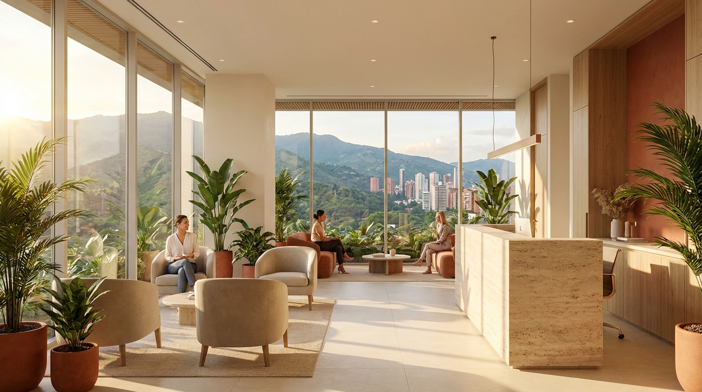 Luxury plastic surgery clinic in Medellín with mountain views